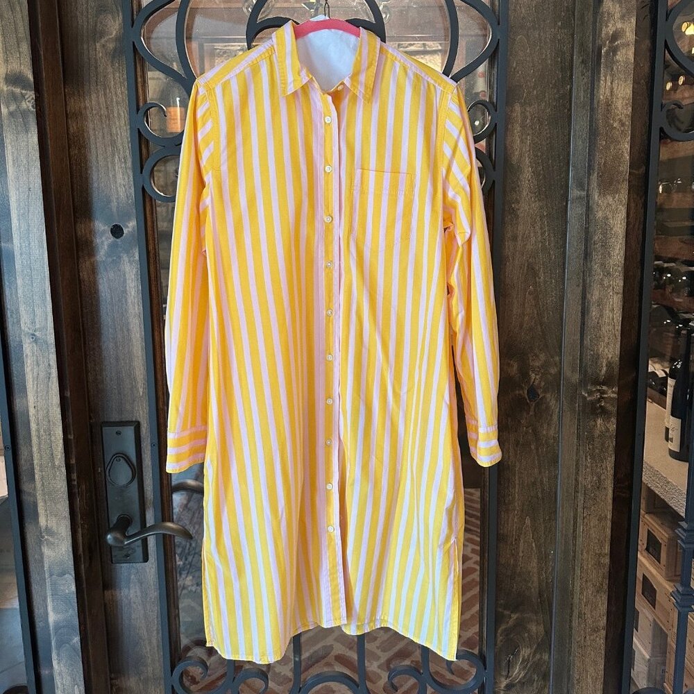 J.Crew Yellow & Pink Stripe button down shirt dress XS